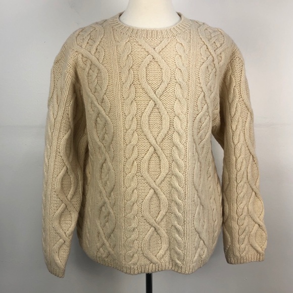 Lands' End Other - Land's End Ivory Wool Cable Knit Sweater
